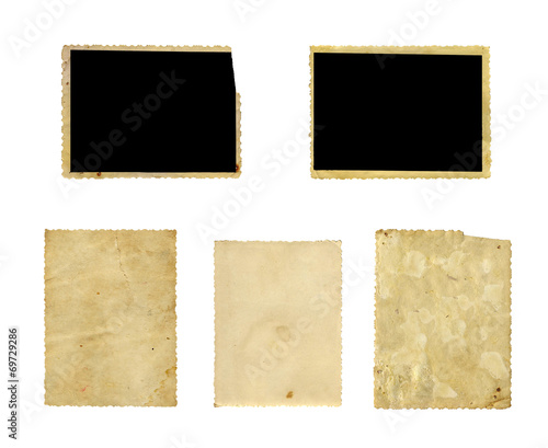 Set of old photo paper texture isolated on white background