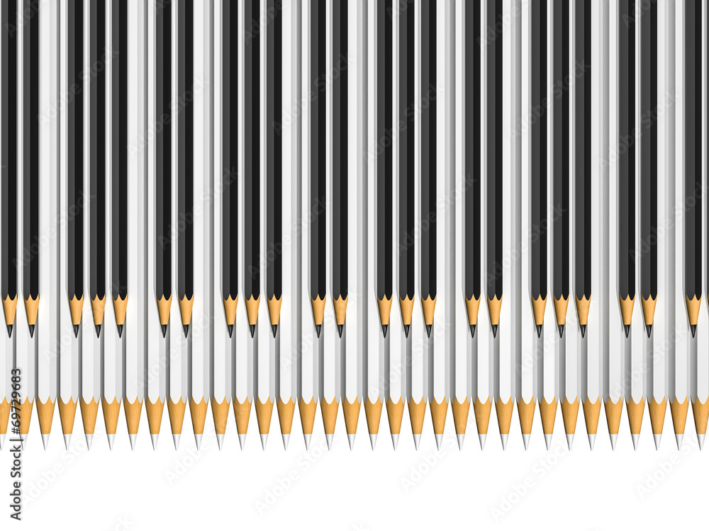 white and black pencils as piano keys