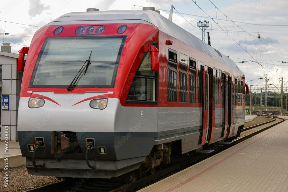 red train at the station