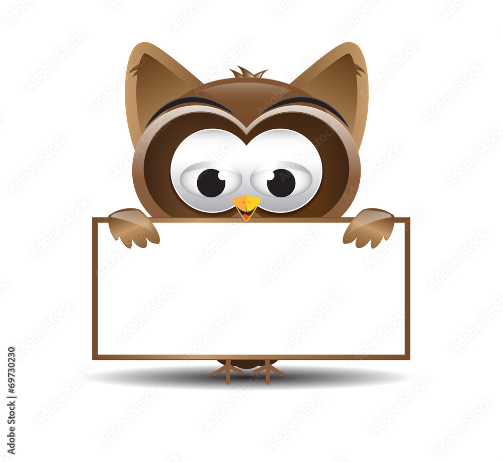 Owl holding a text box