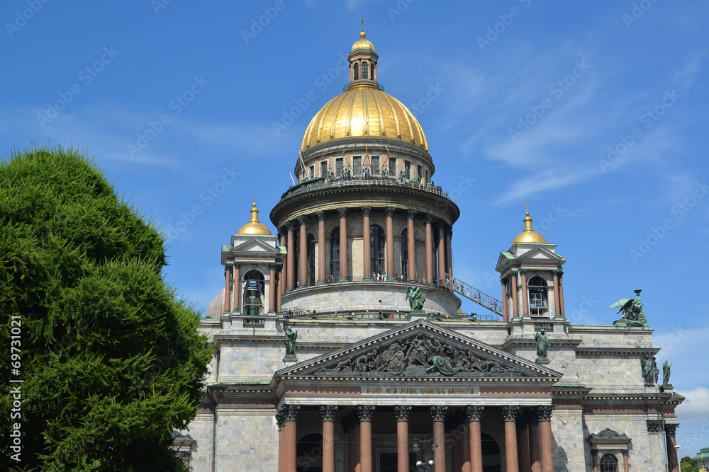 St. Petersburg. Fragment of St. Isaac's Cathedral in summer day