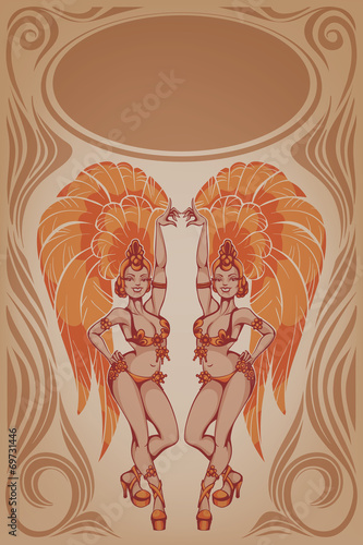 Retro affiche with cabaret dancer
