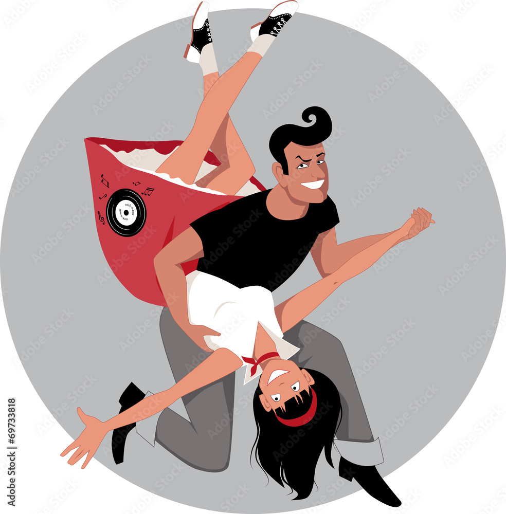 Couple dancing rock'n'roll Stock Vector | Adobe Stock