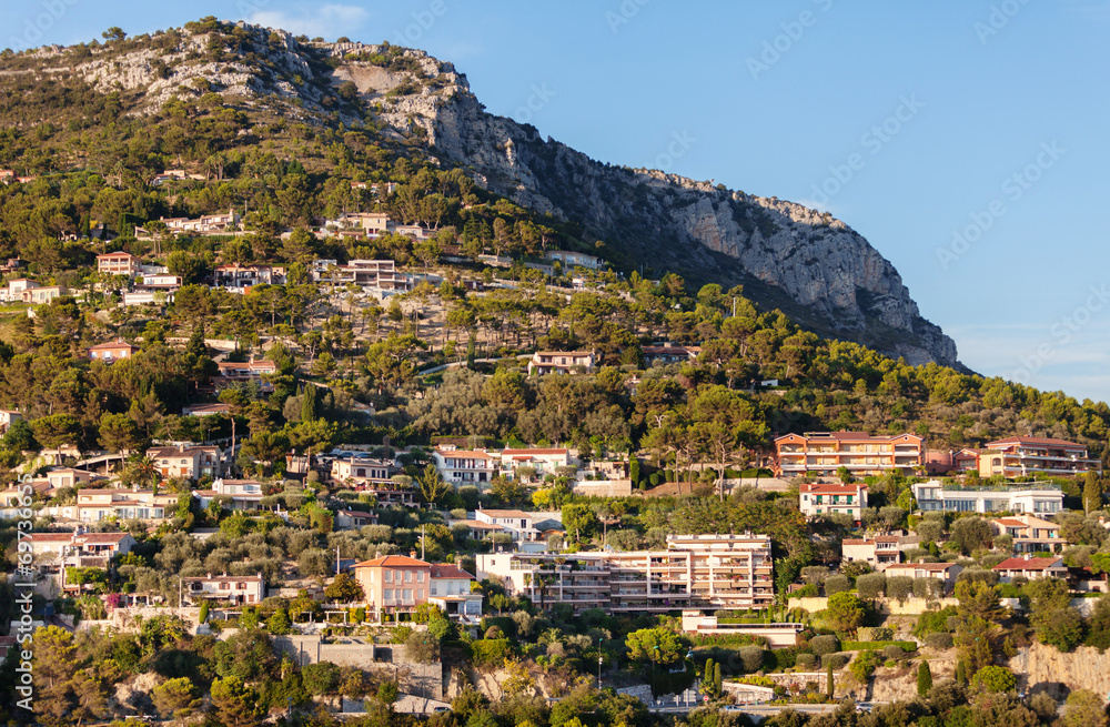 Many Houses on a hillside near Eze Village, French Riviera