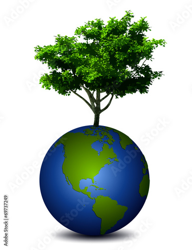Earth planet with a tree. Vector