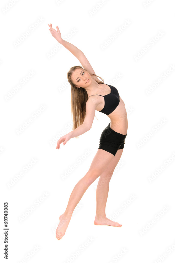 girl dancer in motion on white background