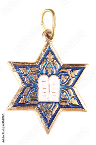 Star David pendant isolated on white