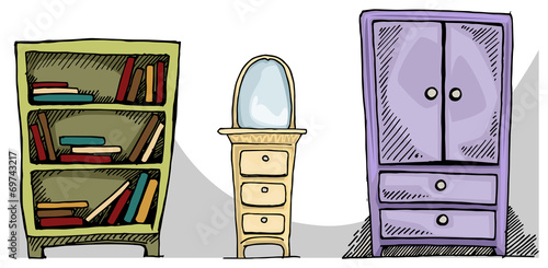 Set of cute, hand drawn furniture