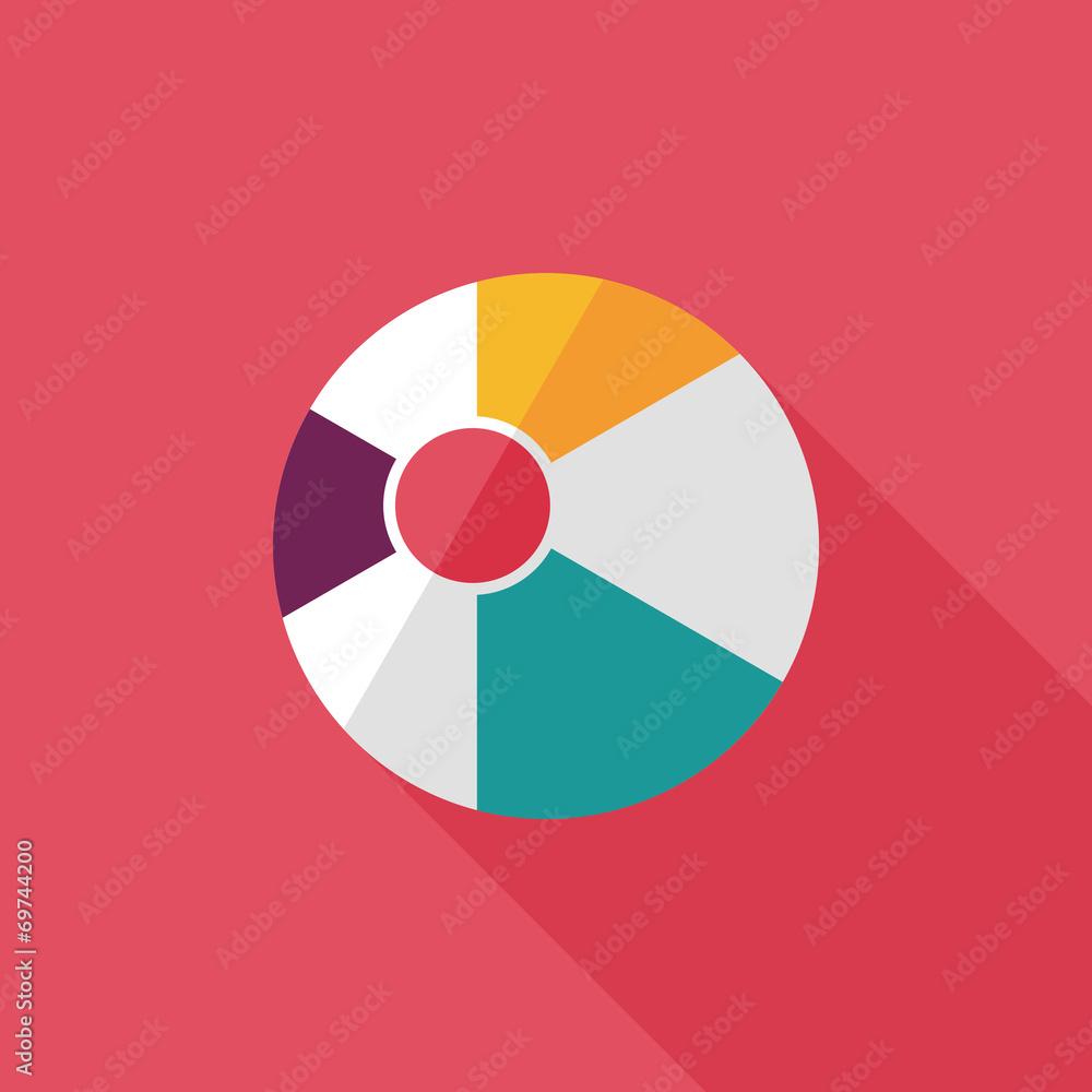 Obraz premium Beach ball flat icon with long shadow