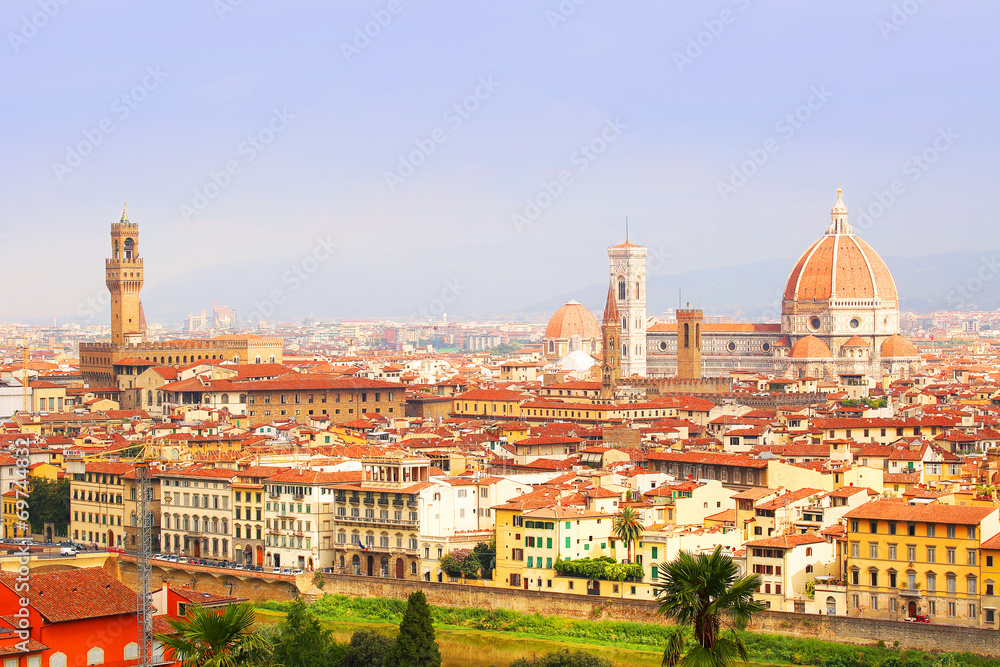 Florence View. Palazzo Vecchio and Cathedral of Santa Maria del