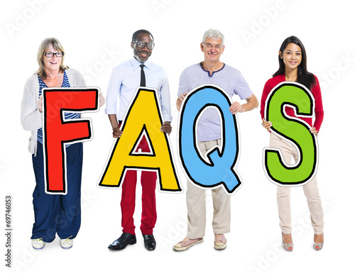 Group of People Standing Holding FAQS Letter