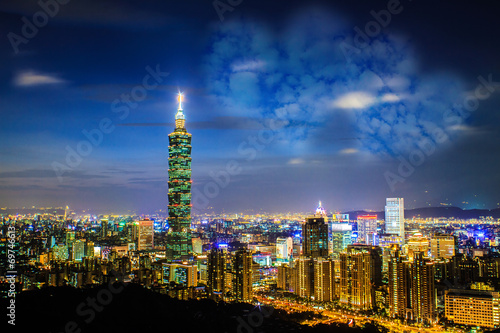 Taipei, Taiwan evening skyline. © nicholashan