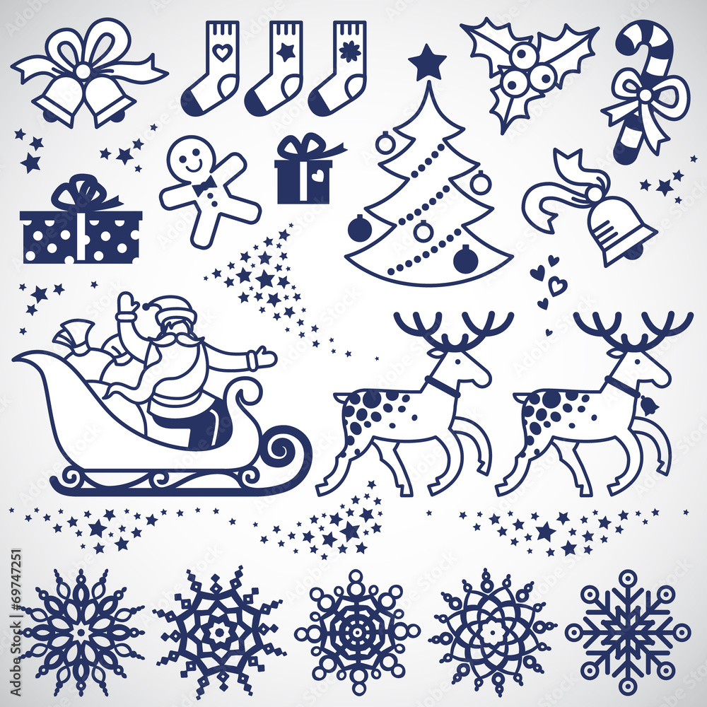 Set of christmas vector elements.