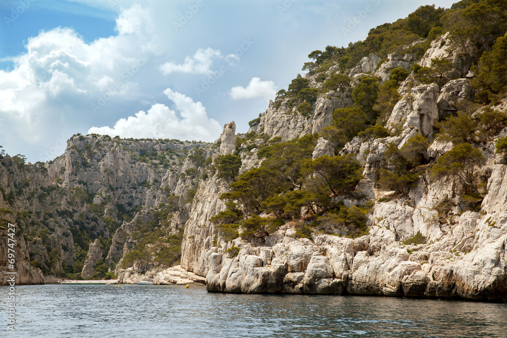 The cliffs in Massif des Calanques, Provence, France