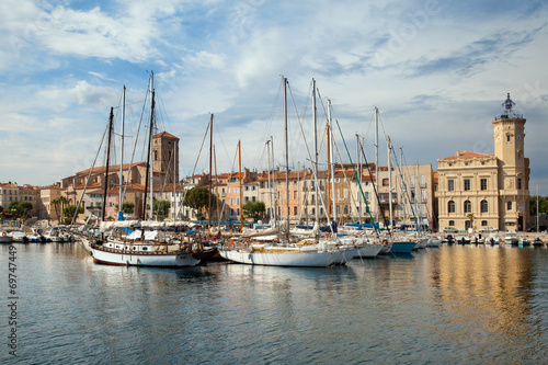 Moored yachts at quay in La Ciotat, Provence, France