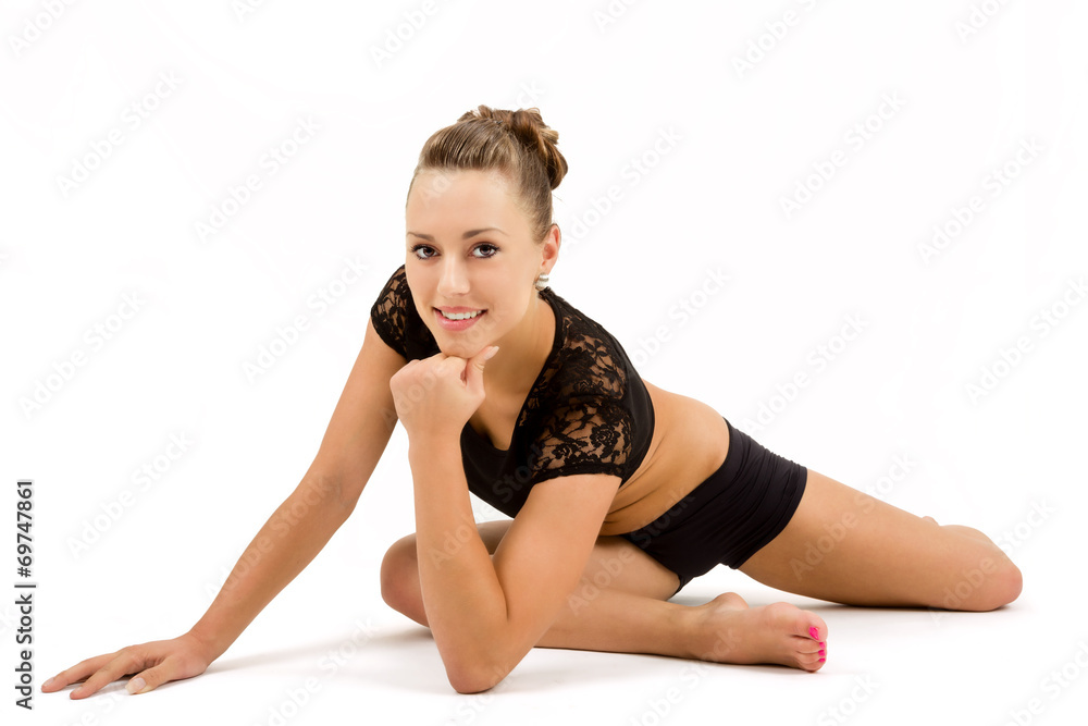 Young professional gymnast woman