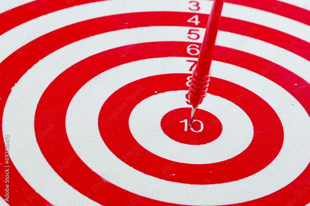 One darts in center of target isolated on white One darts in center of target isolated on white