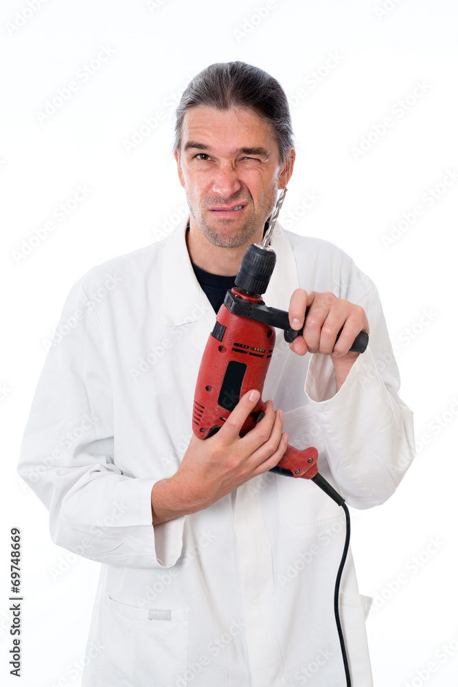 crazy dentist with drilling machin crazy dentist with drilling machin