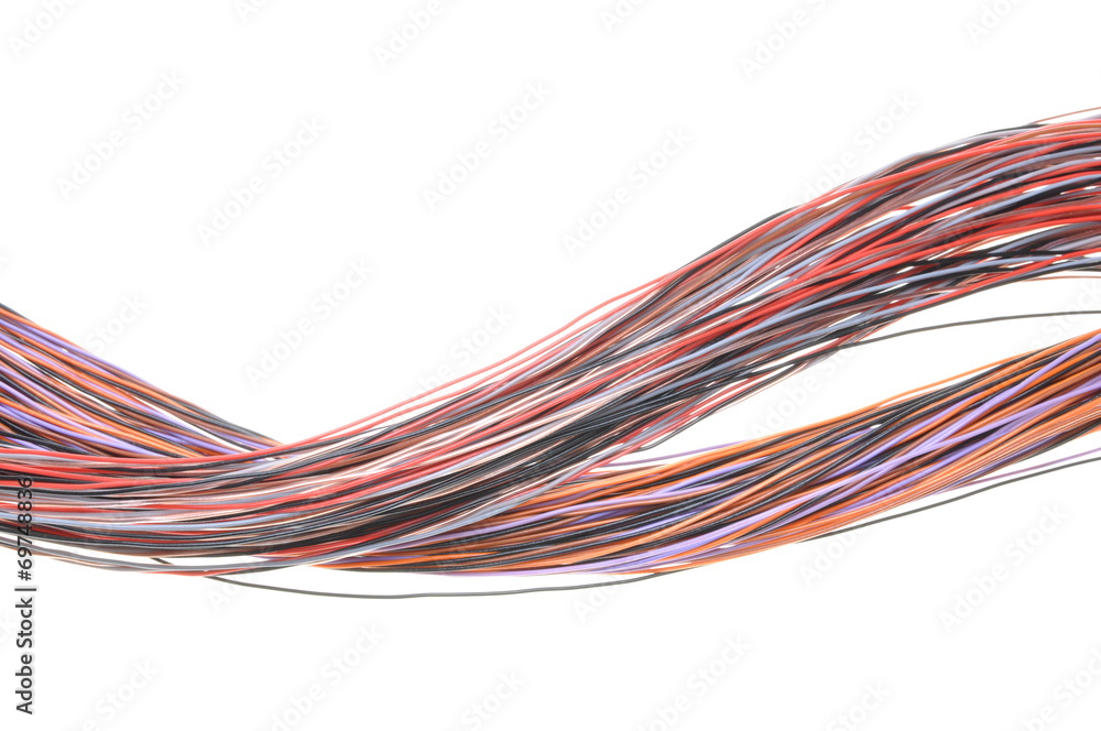 Cords of telecommunication network systems isolated on white Cords of telecommunication network systems isolated on white