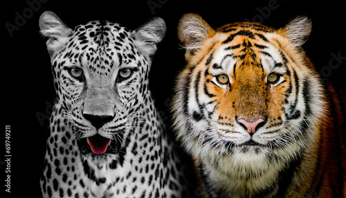 Straight face of Leopard and Tiger. (And you could find more ani