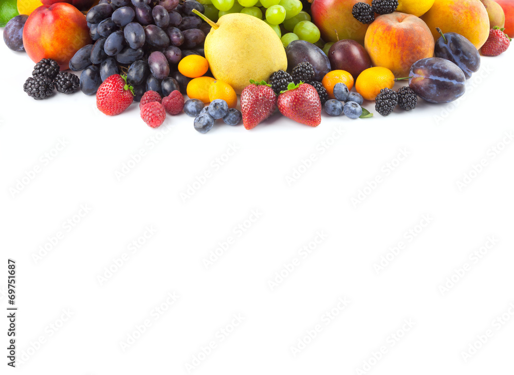 Border of different fruits isolated on white Border of different fruits isolated on white