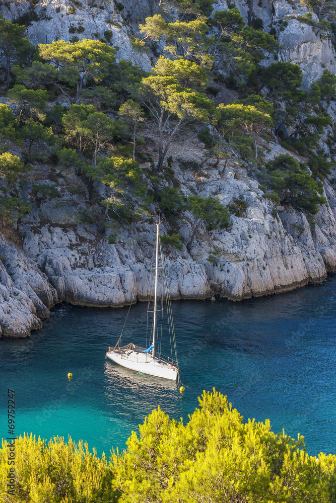 Calanques of Port Pin with boat