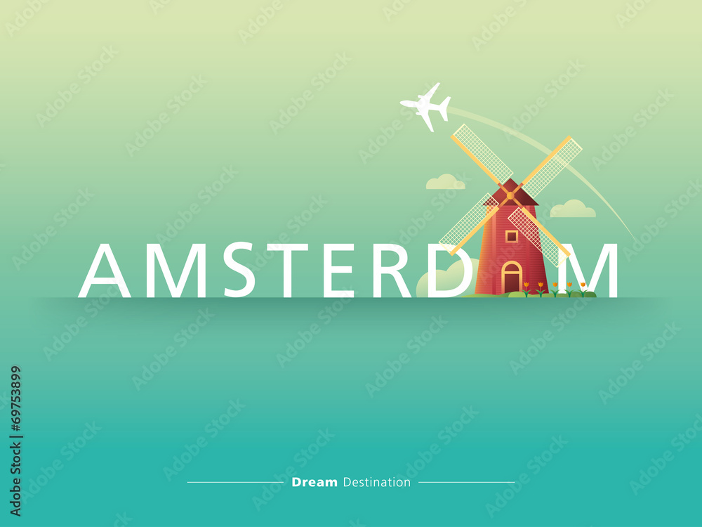Naklejka premium Amsterdam typography