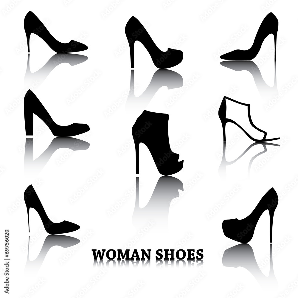 Set of  woman shoes silhouettes