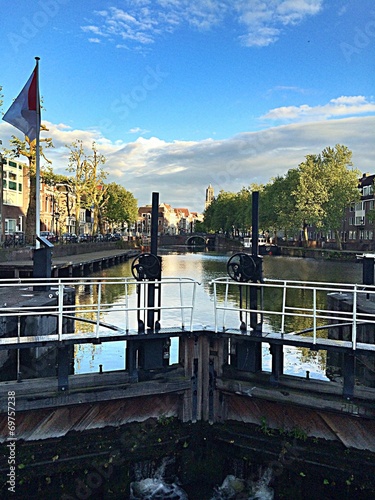 sluice in city canal utrecht photo