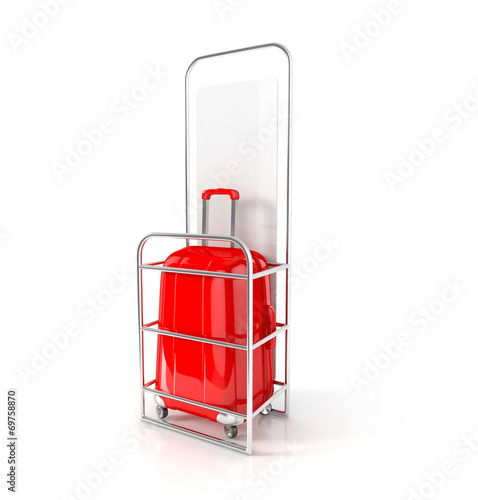 red cabin baggage in allowed dimensions. 3d