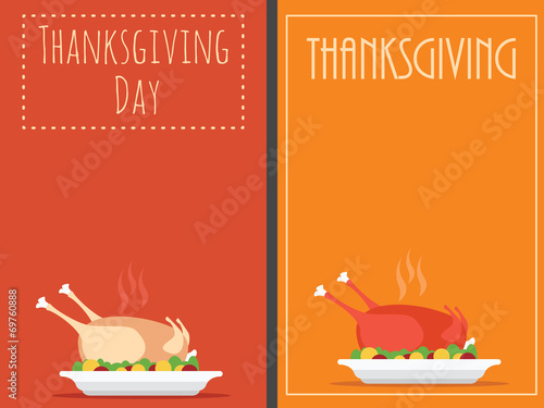 Thanksgiving Day backgrounds with turkey, vector