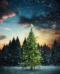 Composite image of christmas tree