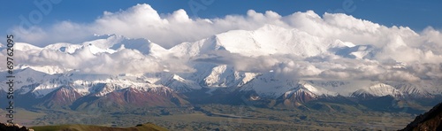 Panoramic view of Lenin Peak from Alay range