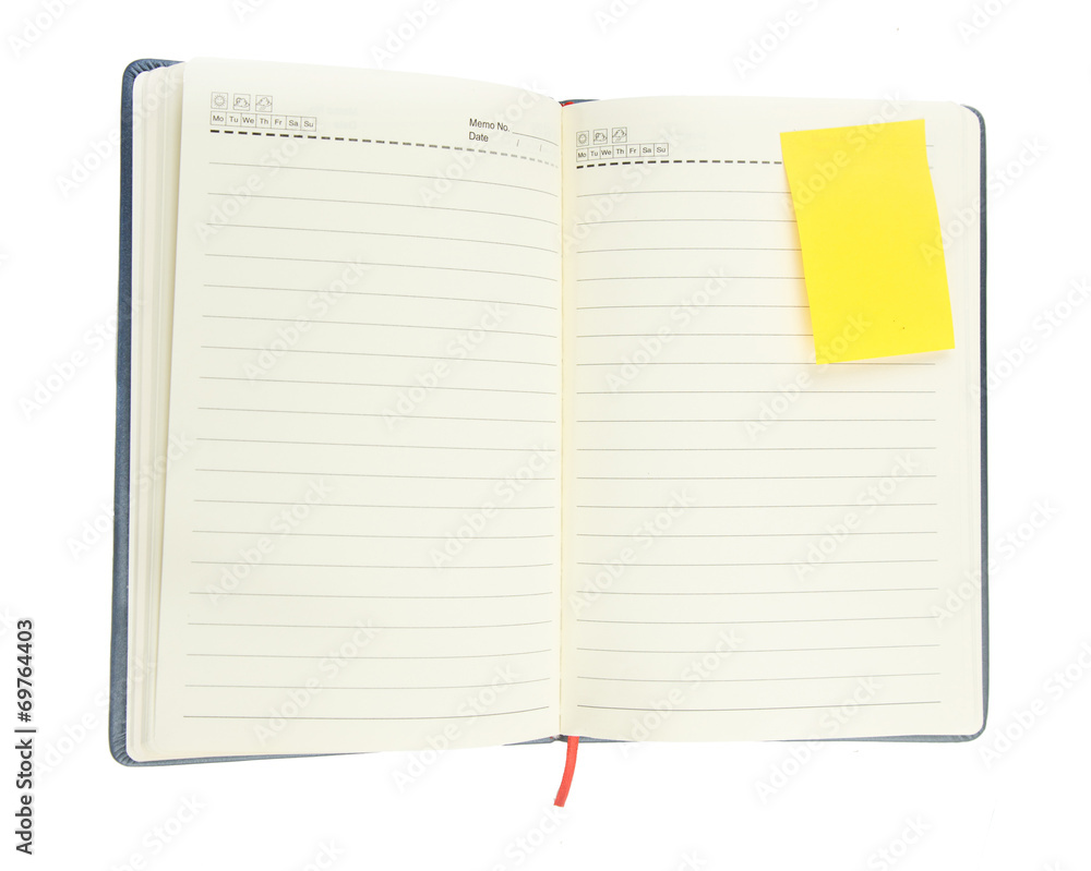 Blank notepad with notepaper on white Blank notepad with notepaper on white
