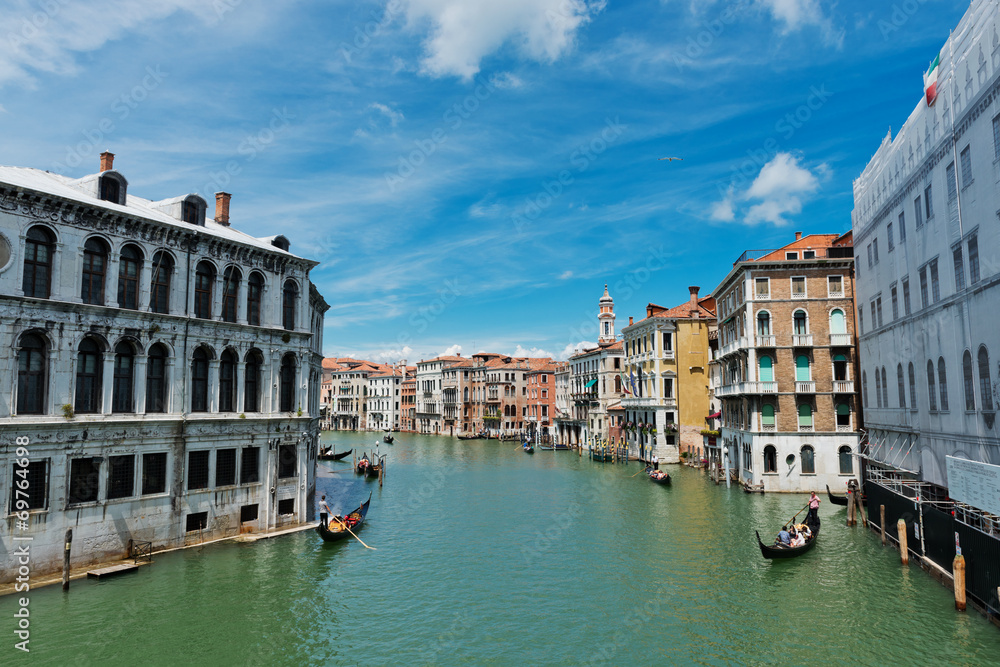 View of the Grand Canal from the Rialto Bridge. Venice