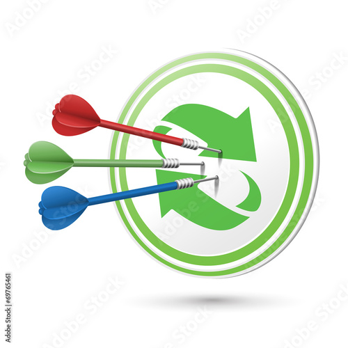 recycle concept target with darts hitting on it