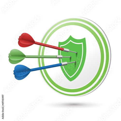 success protection concept target with darts hitting on it