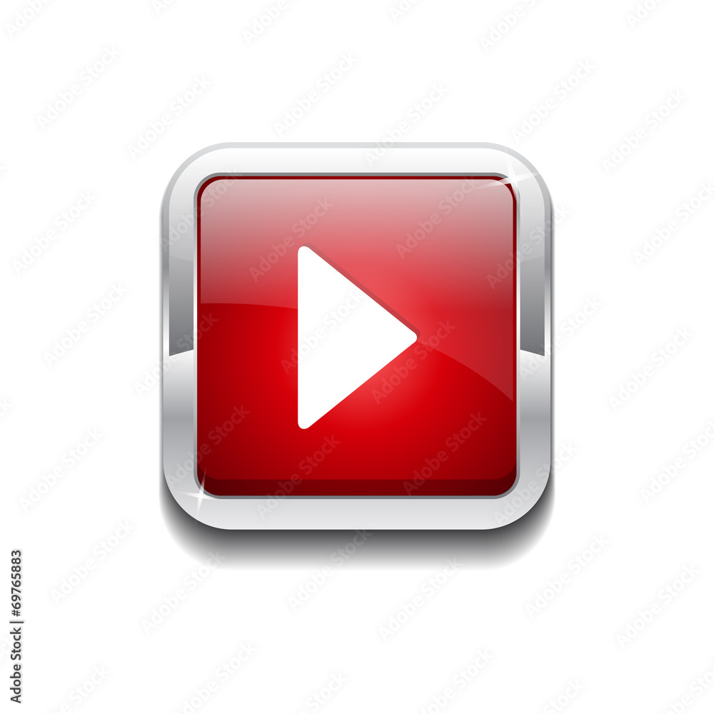 Play Rounded Rectangular Vector Red Web Icon Button Play Rounded Rectangular Vector Red Web Icon Button