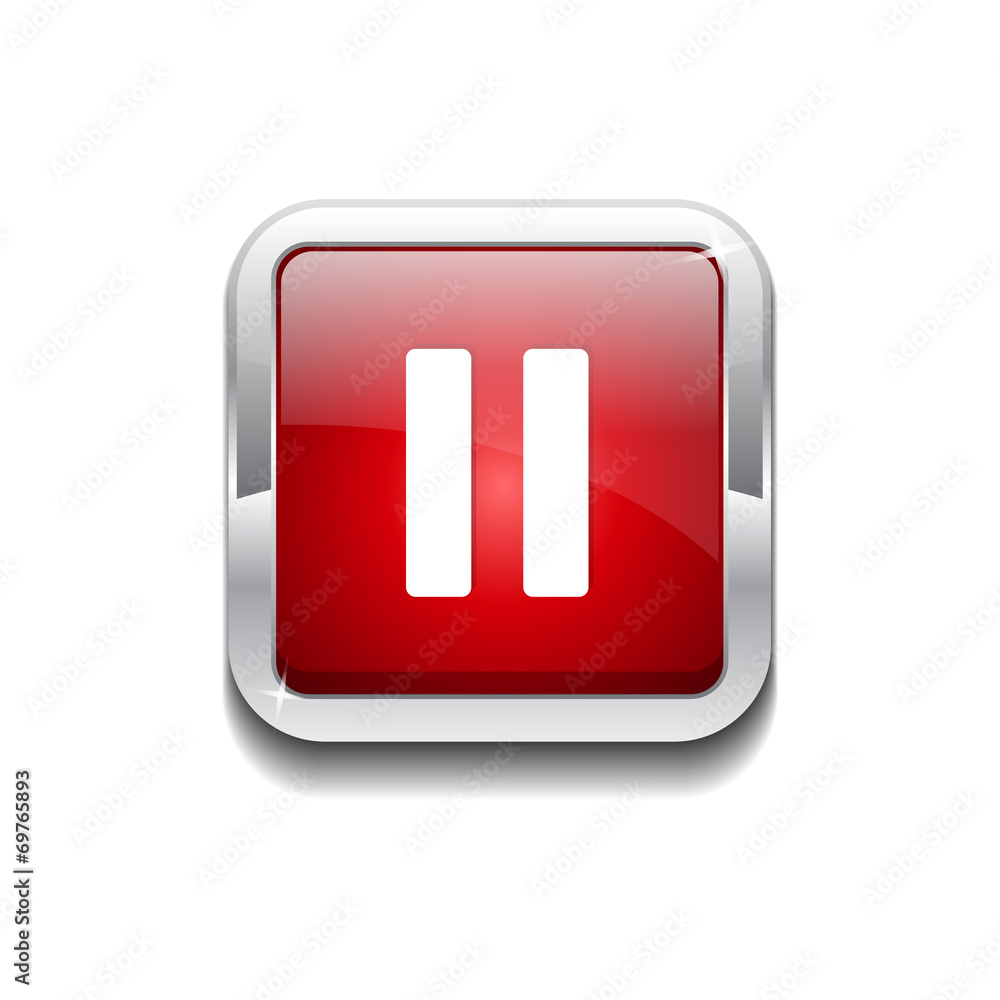 Pause Rounded Rectangular Vector Red Web Icon Button