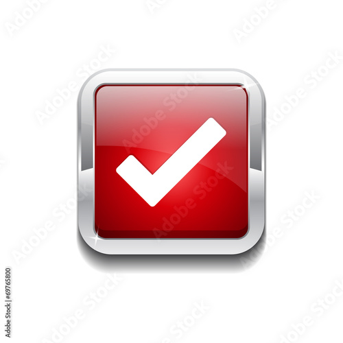 Tick Mark Rounded Rectangular Red Vector Web Button Icon