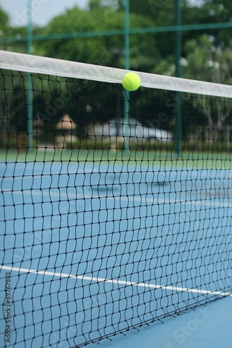 Tennis court and tennis ball