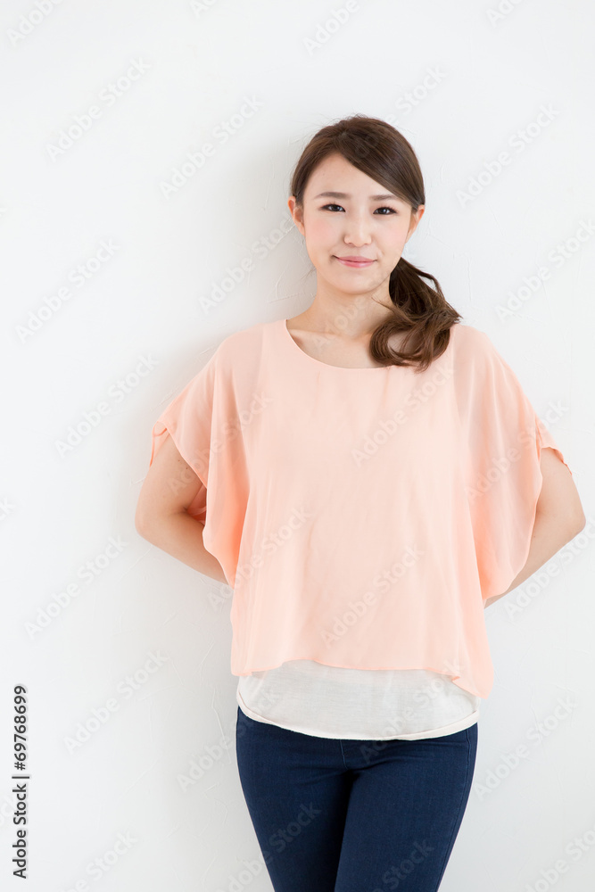 portrait of young asian woman on white background portrait of young asian woman on white background
