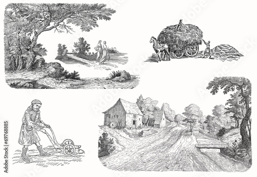 Bilde på lerret Village illustration