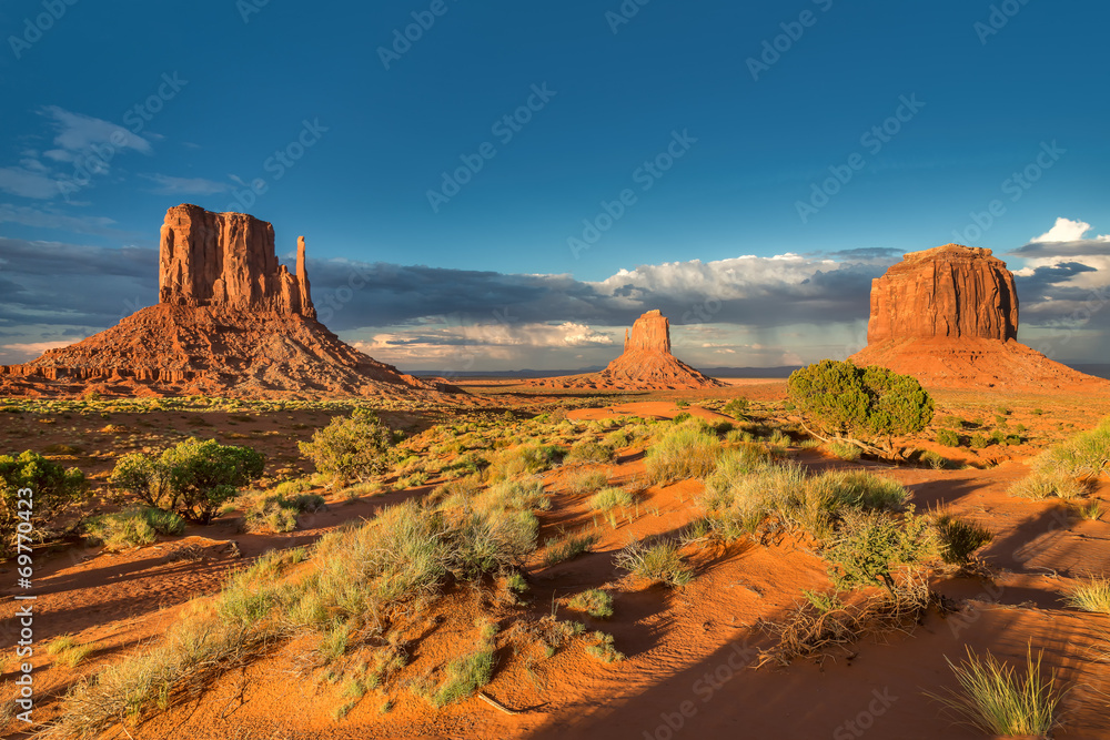 Desert landscape in Monument Valley at sunset, Arizona