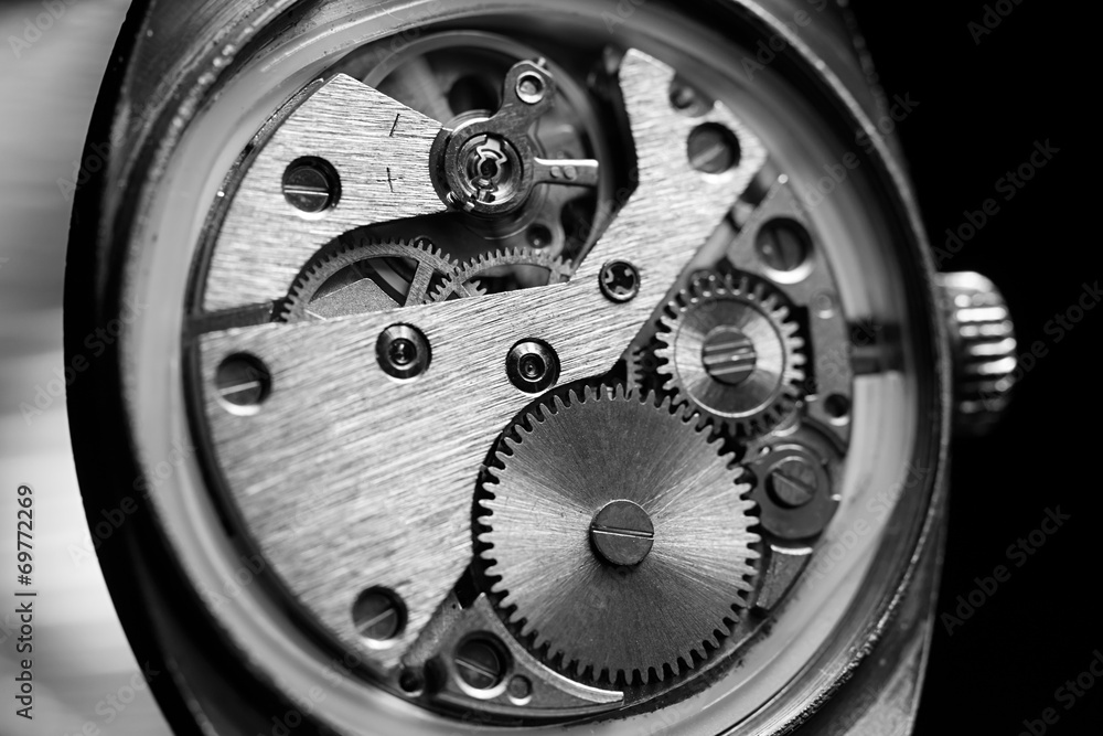 Mechanism inside an old watch