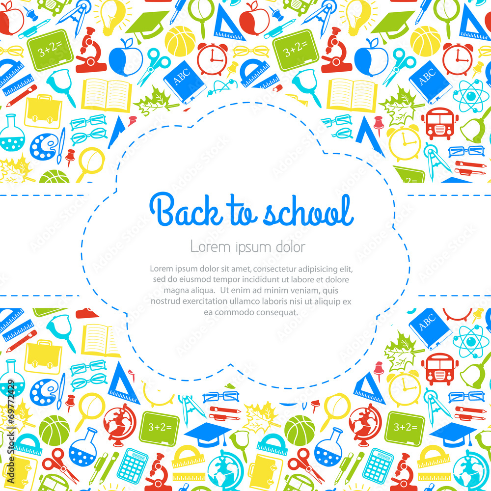 Back to school colorful background with space for text