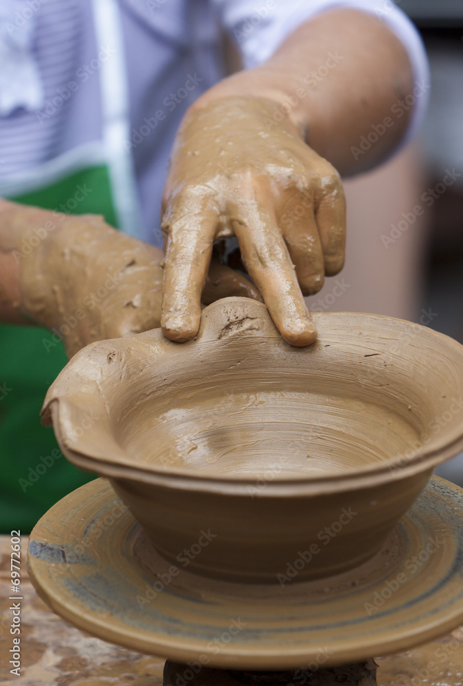 Potter Clay Bowl Child Hand
