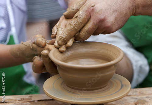 Potter Clay Bowl Child Hand