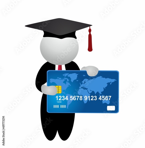Student holding credit card
