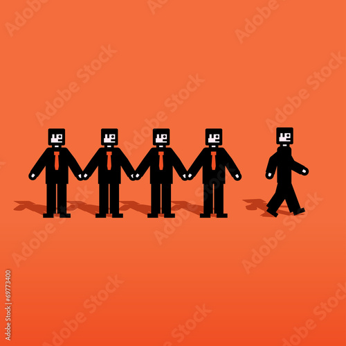Vector Men chain with end man escaping